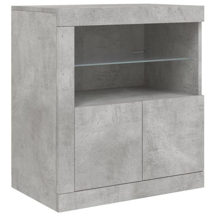Vaisselier de Rangement - Gris - Buffet de Séjour（1 pc) - Éclairage LED RVB - Gris béton - 60 5x37x67cm LH9022364