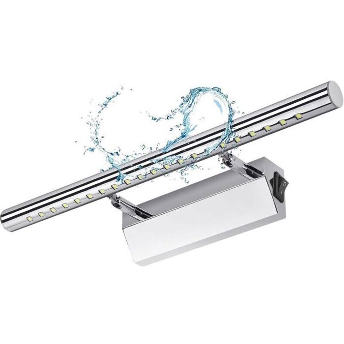 40cm applique salle de bain avec interrupteur LED 5W Lampe Salle de Bain Murale Lumière Tableau Étanche IP44 Réglable 180°