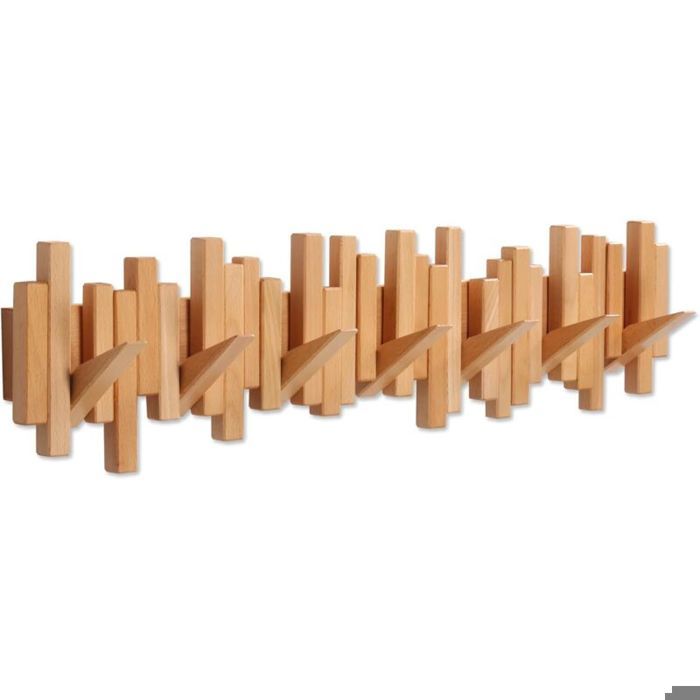Porte-manteaux en bois montage mural à cintres multiples solide œuvre dart en chêne naturel avec 8 crochets