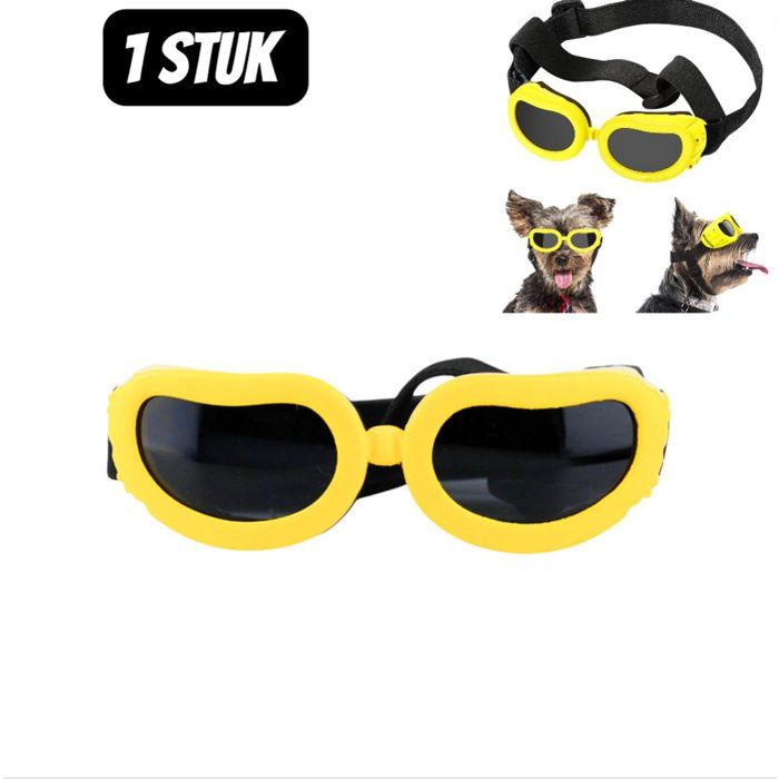 Lunettes de soleil pour chien et chat protection uv bande réglable jaune
