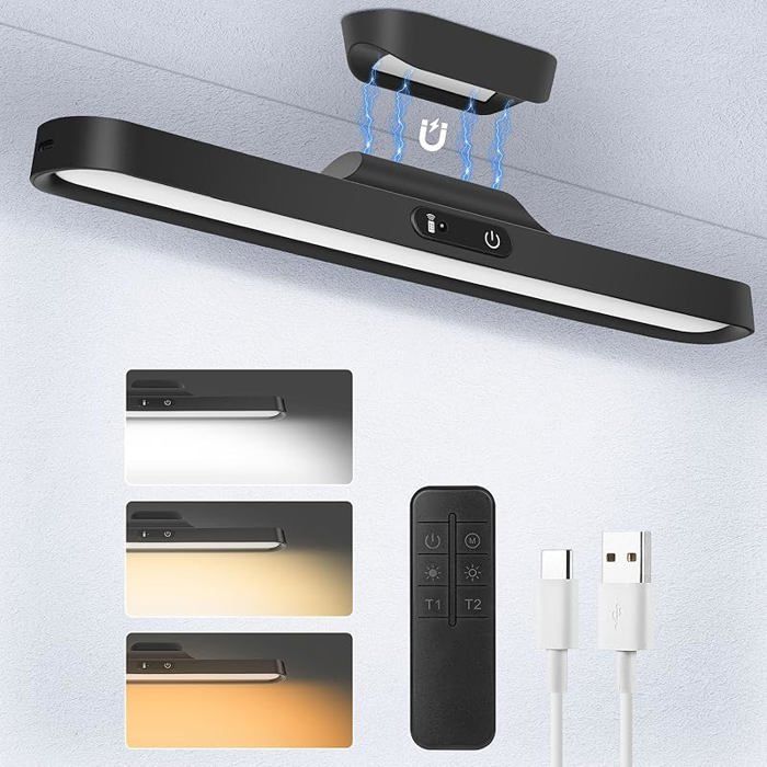 Lampe de miroir LED 2000 mAh Rechargeable Magnétique Écirage sous meuble Sans câble 3 couleurs à intensité