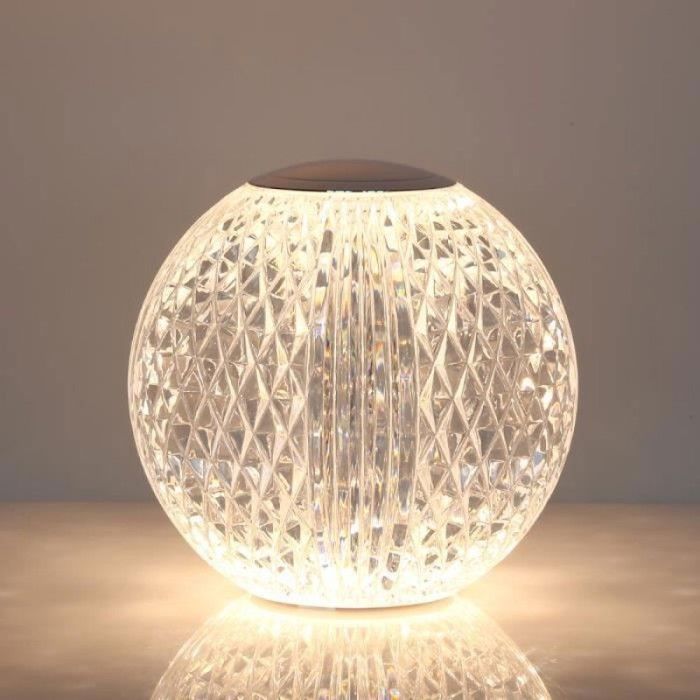 Lampe de Table LED En Cristal Diamant Ronde 8cm Diamètre Lampe Diamantaire de Table Lampe de Chevet En Forme de Diamant .