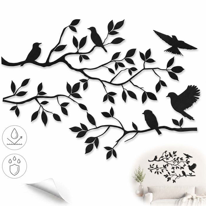 Stickers muraux artistiques 60x30cm forme doiseau tendance contemporain Matériau PVC Pose facile Simple polyvalent Adhésion solide