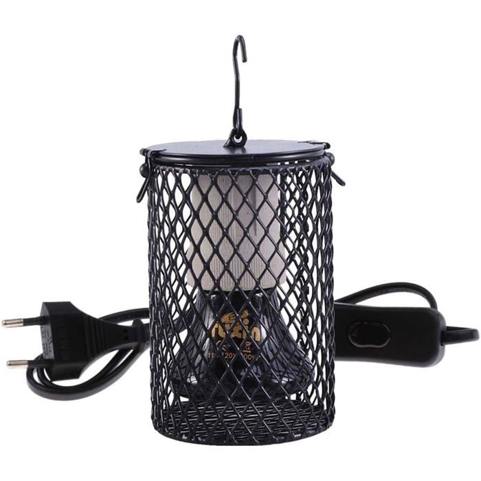 Lampe Chauffante Céramique 75W - Support Métal Avec Grille Protection - Pour Reptile Tortue Lézard Serpent MICRODERMABRASION