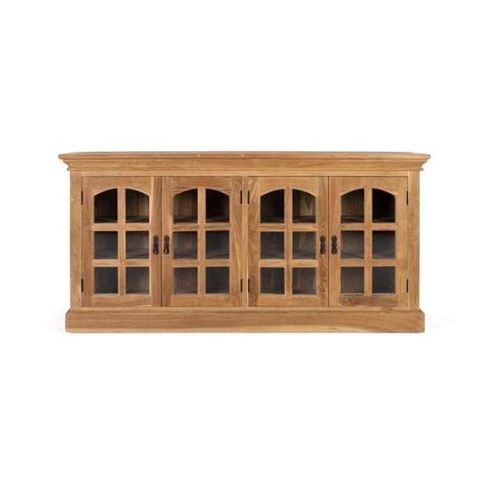 Buffet bas en teck - GINER Y COLOMER - Collection Pistoia - Style contemporain - Bois massif de teck - 4 portes