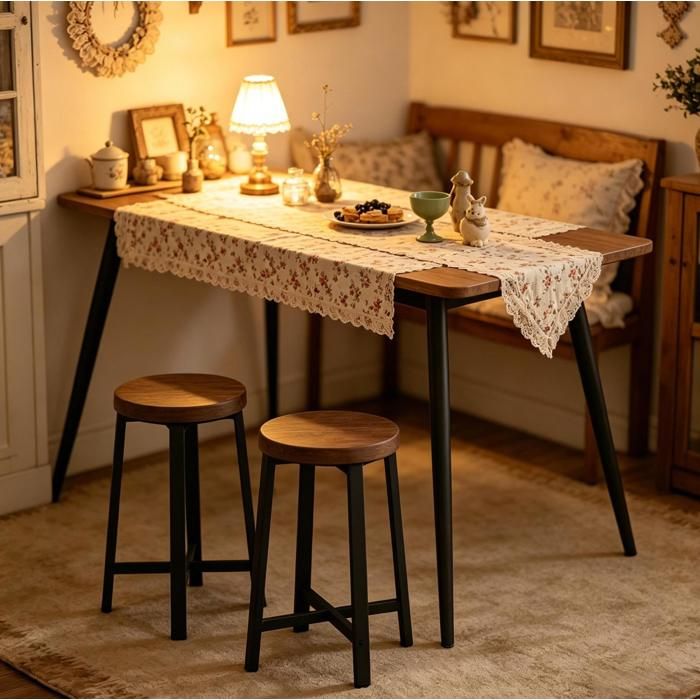 VUENOR Lot de 2 tabourets de cuisine 29 5 x 29 5 x 46 cm Noir – style vintage industriel