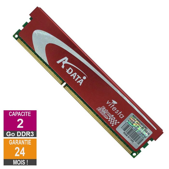 Barrette Mémoire 2Go RAM DDR3 Adata AD31600E002GMU DIMM PC3-12800U - Adata