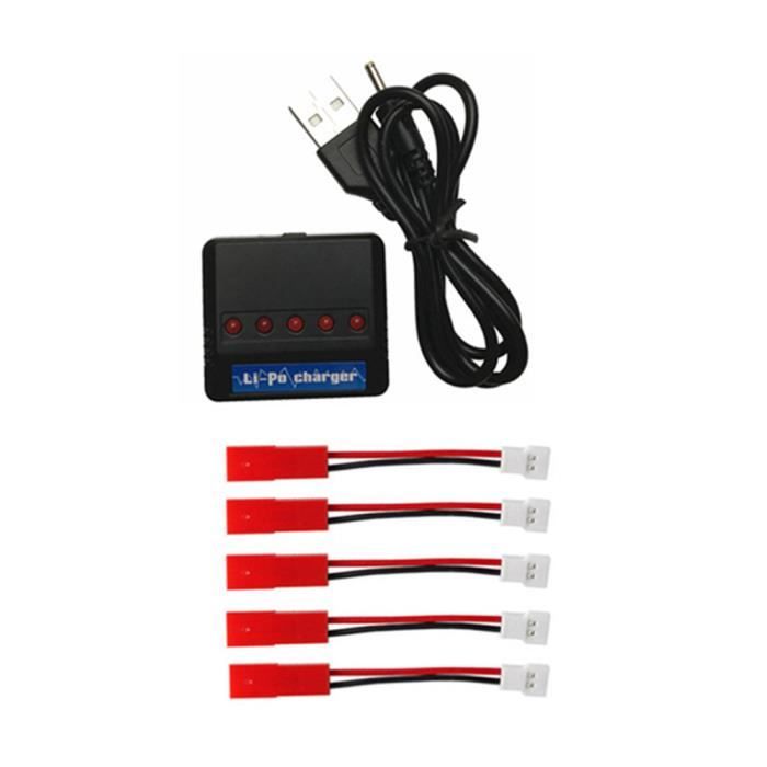 Bestlymood - Pack 5 Batteries 3.7V 180mAh + Chargeur USB 5 En 1 Pour Drone A20 / A20W - Pièces De Rechange Faciles à Remplacer - 2
