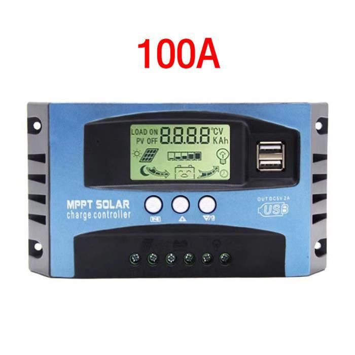 Régulateur Solaire MPPT 30-100A 12/24V – Gris, ABS, écran LCD