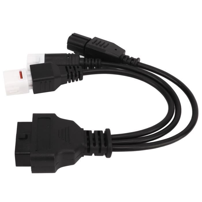 Câble Adaptateur Diagnostic OBD2 Moto 2 En 1 - 3 Broches + 4 Broches Vers 16 Broches - Compatible Yamaha, Honda, Euro 5