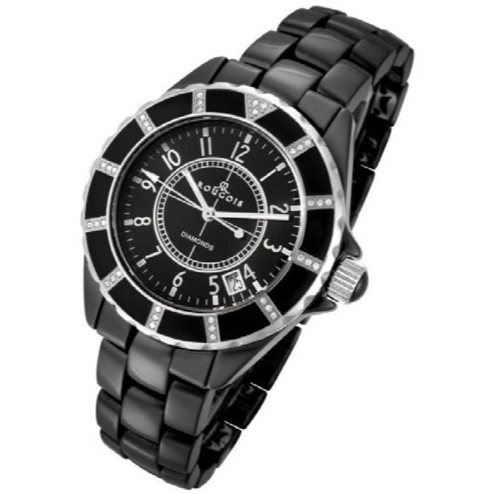 montre noire femme