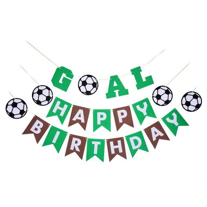 Materiel De Fete A Theme Football De Retour A L Ecole 1 Banniere Pour Le Joyeux Anniversaire Verte Et Cafe Et 1 Ubq4t Cdiscount Maison