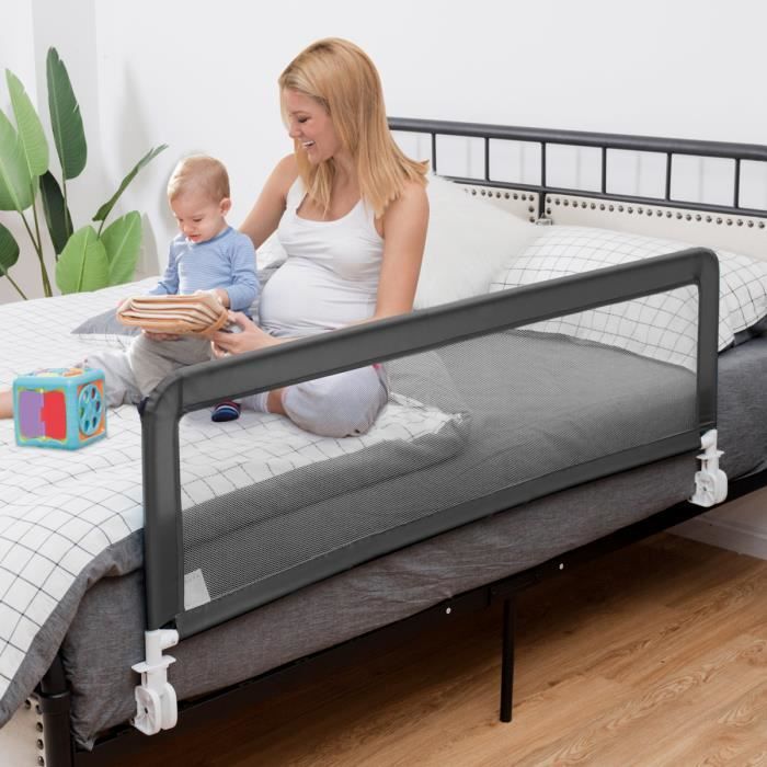 Barrière de Lit Bébé/Enfant Portable 150x42CM en Tissu Oxford Angle 0°-180°  Gris - COSTWAY - Cdiscount Puériculture & Eveil bébé