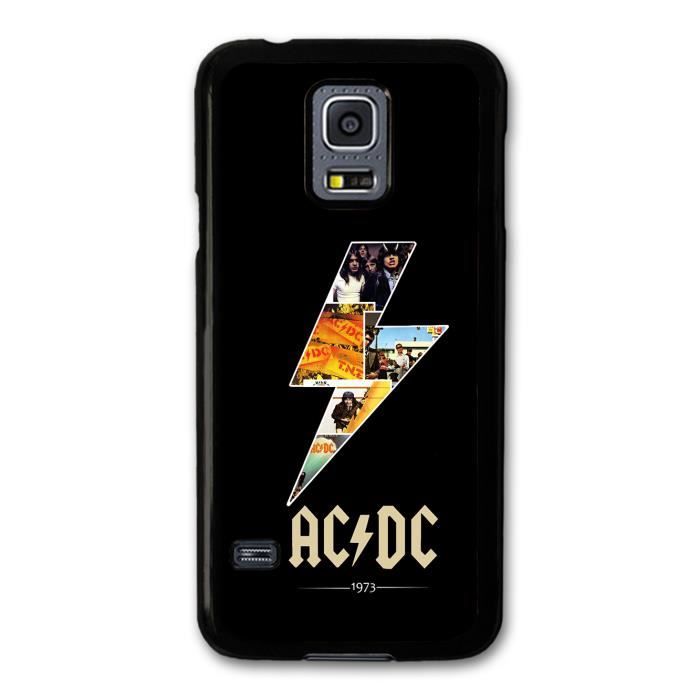ACDC Lighting and Logo 1973 Black Background coque pour Samsung Galaxy ...