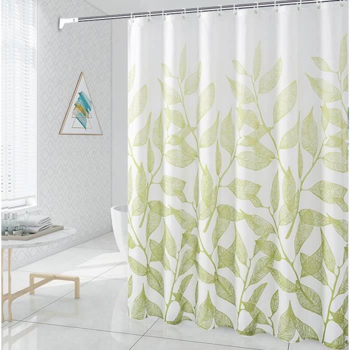 Rideau de douche - Imperméable - Polyester - 120x200cm - Blanc Vert