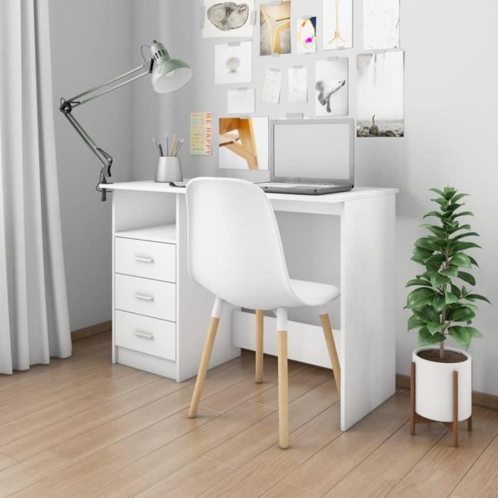 Bureau Avec Tiroirs Blanc 100x50x76 Cm Agglomere Yulinshop Achat Vente Bureau Bureau Avec Tiroirs Blanc Soldes Sur Cdiscount Des Le 20 Janvier Cdiscount