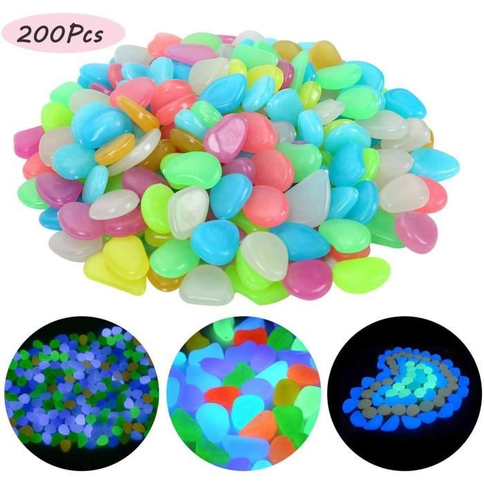 400 Pierres Lumineuses Décoratives – Brillent Dans Le Noir, Résine, Pour Jardin, Aquarium, Chemins