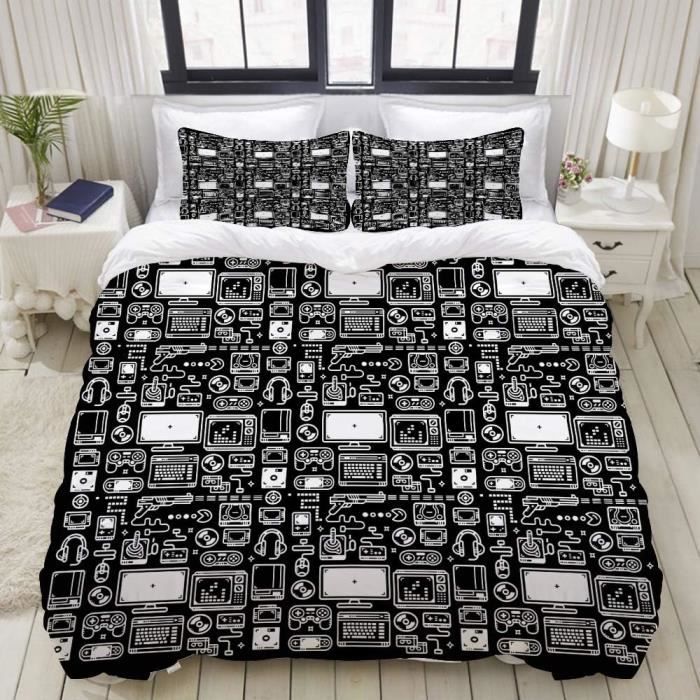 Gamer Housse De Couette 140X200Cm Garçon Teen Game Literie Set Jeux