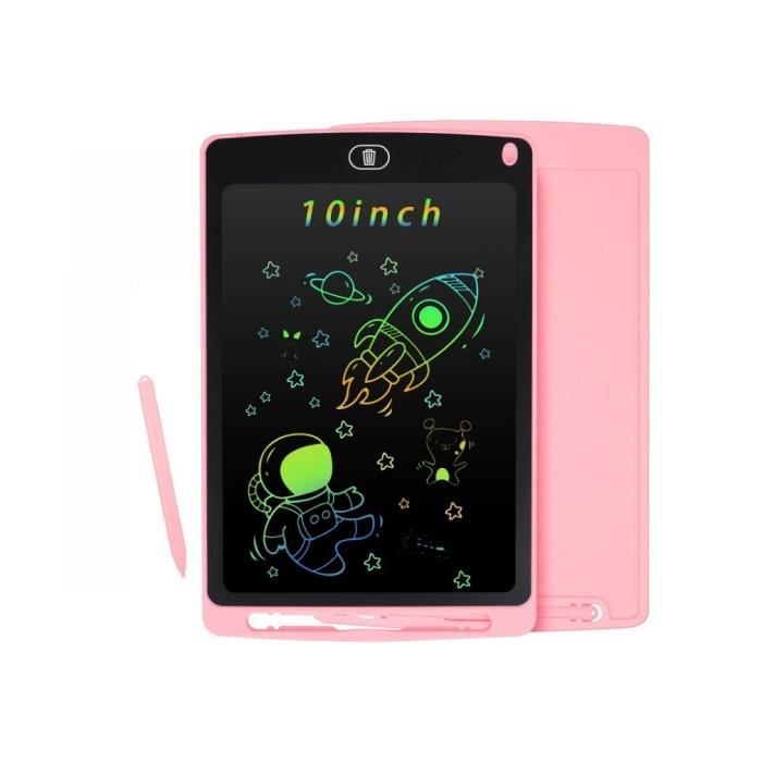 Tablette écriture LCD 10 Pouces Couleur – Effaçable D’un Bouton – Protection Yeux – Enfant Voyage école – Stylet Inclus