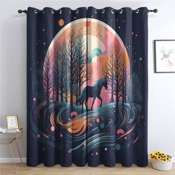 4 rideaux YORKTOWN HTF rare cheval équestre toile grand lierre multi grand