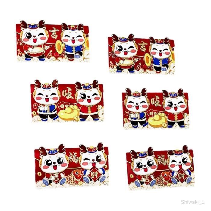 SEWACC Lot De 4 Enveloppes Rouges En Tissu Satiné Pour Espèces Chinoises