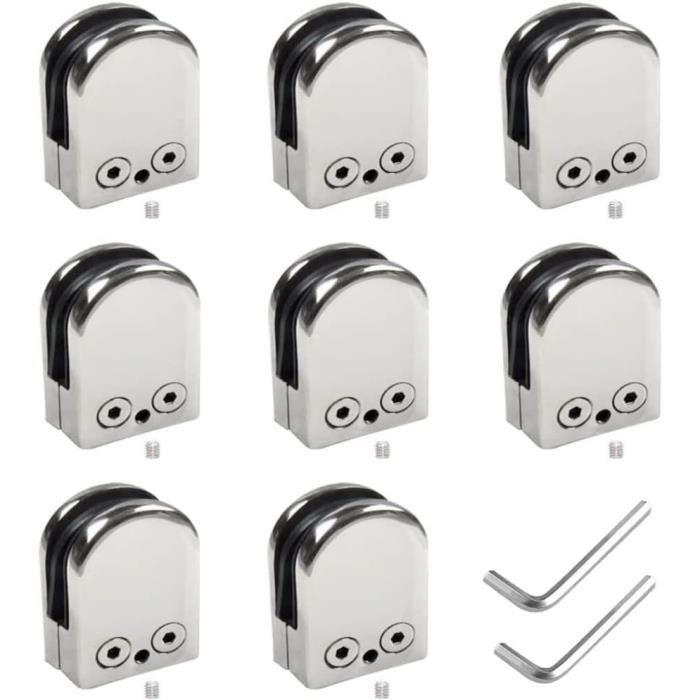 Pinces à Verre Acier Inox 304 - Lot De 4 Pour Verre 8-10mm