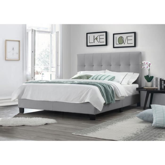 Lit Double Gris 140x190 Tete De Lit Pieds Et Sommier Integres Pandora Achat Vente Structure De Lit Lit Double Gris 140x190 Tete Soldes Sur Cdiscount Des Le 20 Janvier Cdiscount