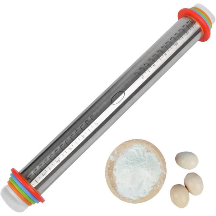 Rouleau à Pâtisserie Inoxydable Avec Tapis Silicone - Mesures Intégrées, Antiadhésif, Idéal Pizza, Fondant, Pâte Sablée