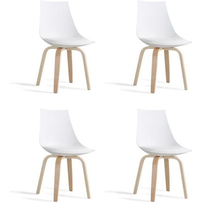 Lot de 4 chaises scandinaves blanches - Nicosie - DESIGNETSAMAISON Lot de 4 chaises scandinaves blanches - Nicosie - DESIGNETSAMAISON