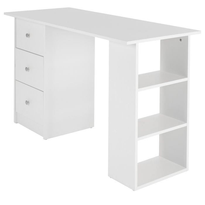 ML-Design Bureau dOrdinateur 3 Tirois 3 Étagères de Rangement 1 Large Plateau Blanc 120 x 49 x 72 cm Table de Travail ML-Design Bureau dOrdinateur 3 Tirois 3 Étagères de Rangement 1 Large Plateau Blanc 120 x 49 x 72 cm Table de Travail