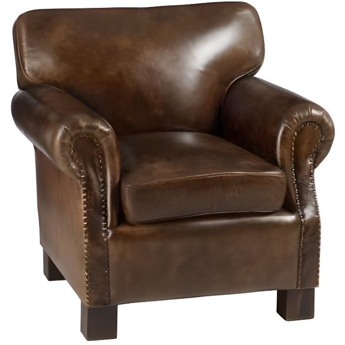 Fauteuil 1 Place En Cuir Marron Cdiscount Maison