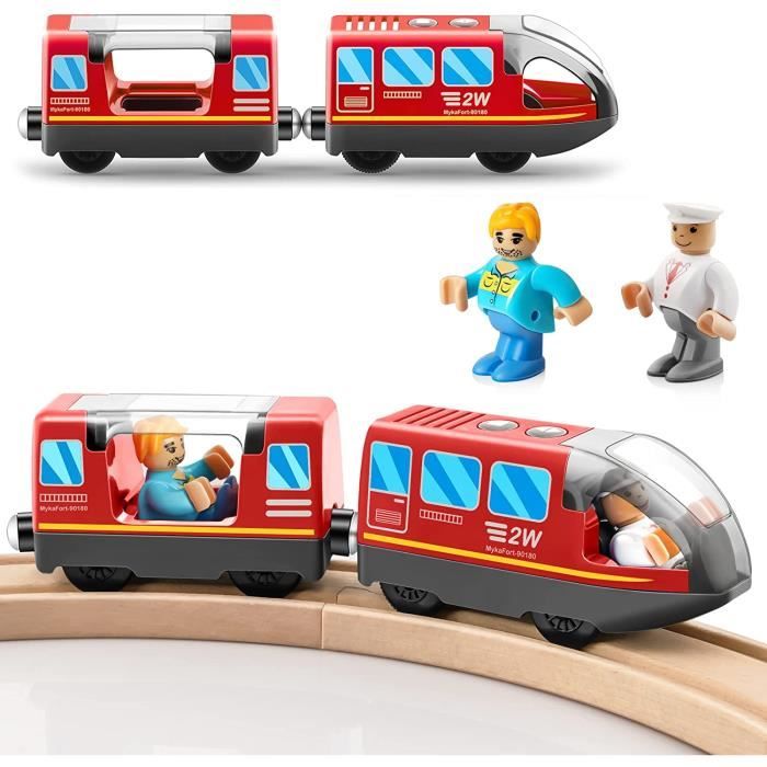 Jouet Train Sonore Cylora Train Électrique Magnétique Pour Enfant – Locomotive Rouge à Piles Avec Sons Réalistes, Wagons Et Figurines, Compatible Thomas & Brio, Dès 3 Ans