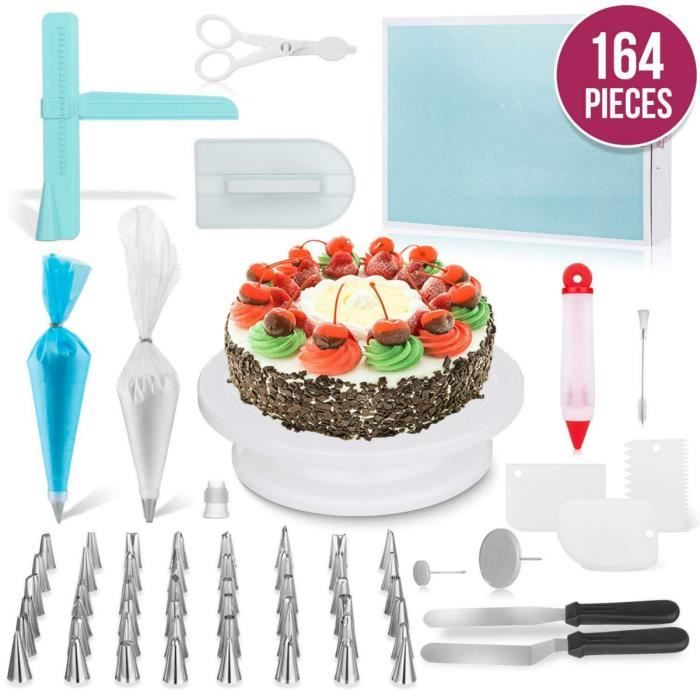 Plateau Tournant De Gateau Kit De Patisserie Inclure Gateaux Tournant Spatule A Glacage Pour Cuisine Decoration De Gateaux 164pcs Cdiscount Maison