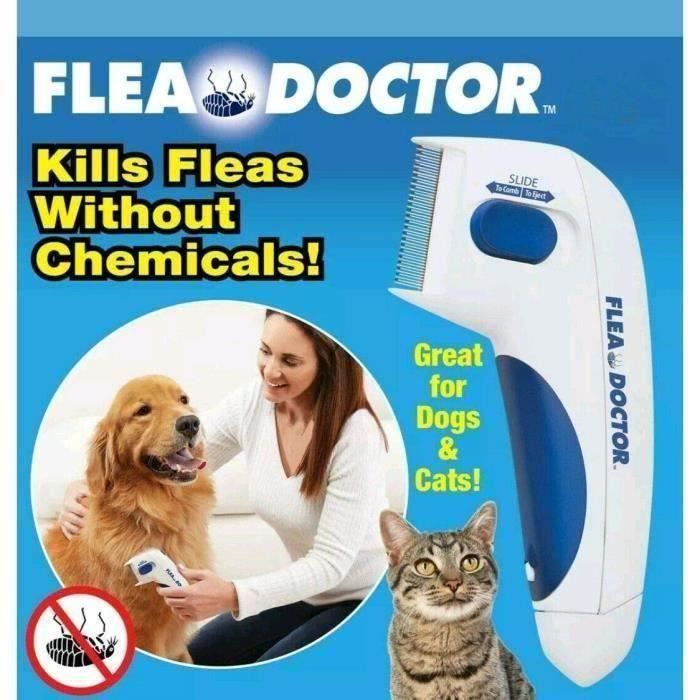 Flea Doctor peigne électrique à brosse élimination des poux de tête Nettoyage Outil de capture pour animaux de compagnie Chiens et