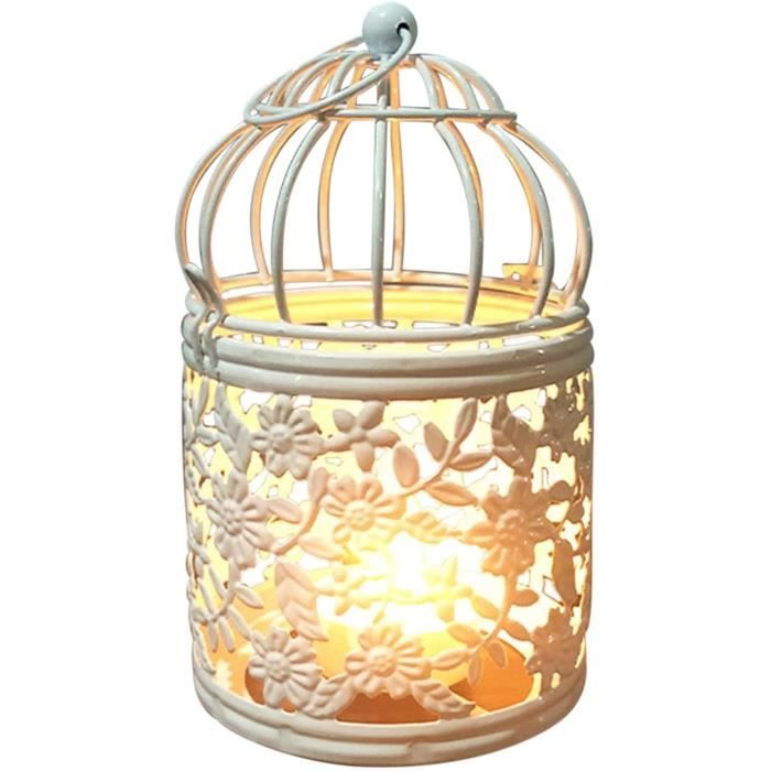 Photophore Décoratif – Cage à Oiseaux En Métal – Gris – Neuf