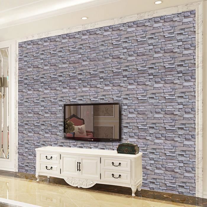 Papier Peint 3D Auto-Adhésif Imitation Brique - 20 Panneaux, 105 Pieds Carrés - Couleur Stone Ash - Neuf Sous Emballage