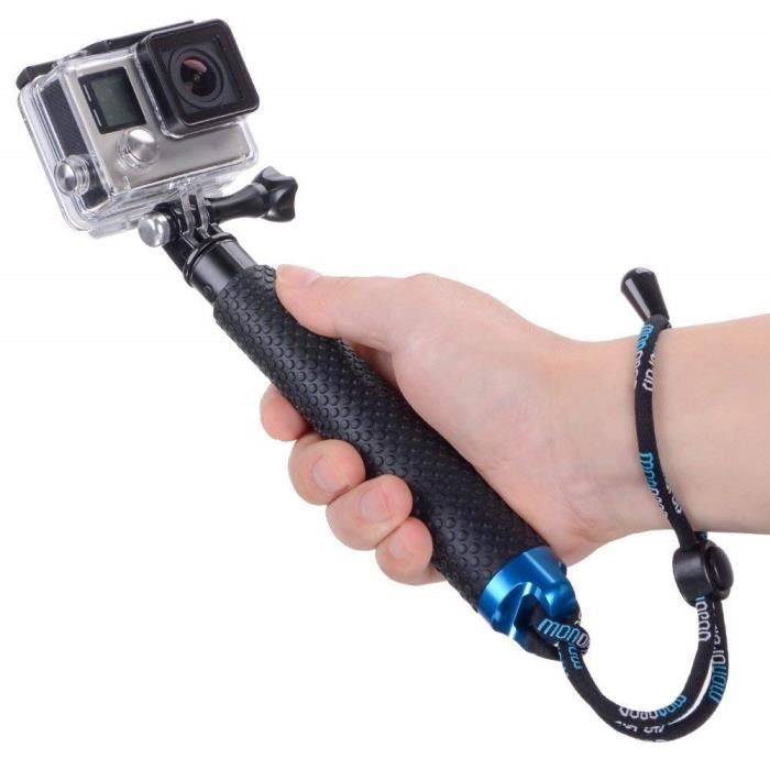 AnKooK Selfie Stick pour caméra GoPro Pole Aluminium étanche Poignée  réglable Extension 48,3 cm avec dragonne pour caméra GoPro H