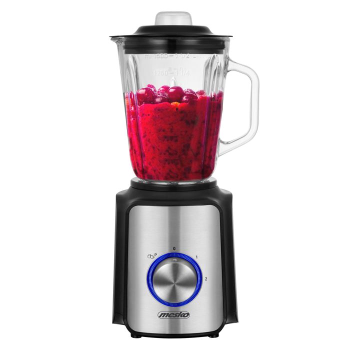 Blender Mixeur en Verre de 15 Litres 2 Vitesses+ Pulse Broyeur à Glace Mesko MS 4080 1200W Noir/Argent