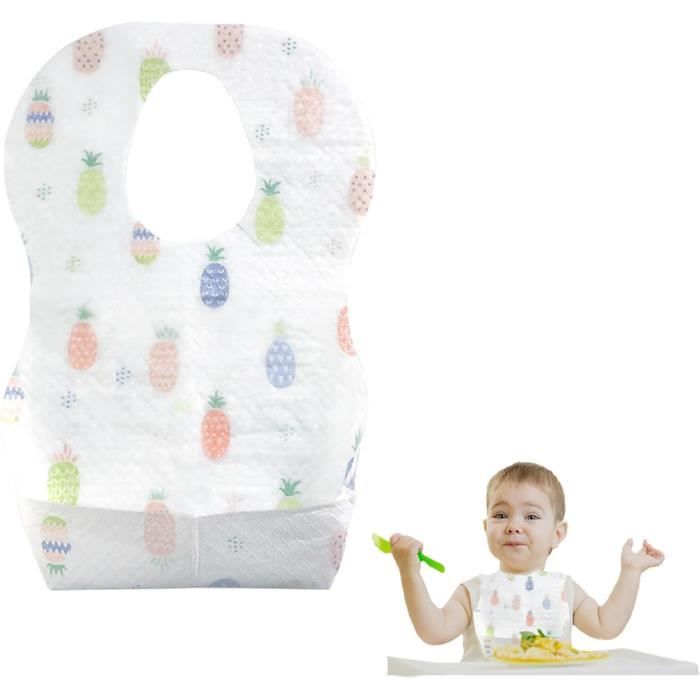 Bavoirs Jetables Pour Bébé - Avec Poche Attrape-miettes - Lot Pratique Pour Repas Sans Taches