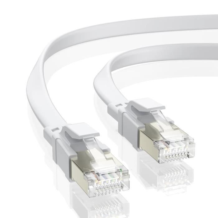 Câble Ethernet blindé Cat 8 de 10 m, câble Rj45 Cat 8 10 m, câble