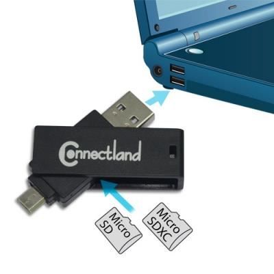 ConnectLand Lecteur de carte microSD miniSDXC micro USB 2.0 / USB 2.0 - vue 1