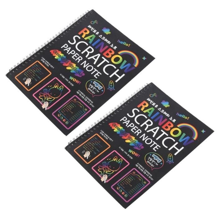 Lot De 4 Notes à Gratter Arc-en-ciel Lumineuses – Kit Créatif Avec Outils – DIY Artisanat Anti-stress – Cadeau Original