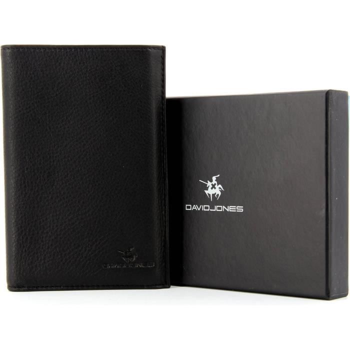 Portefeuille cuir de vachette David Jones Noir Cdiscount Bagagerie Maroquinerie