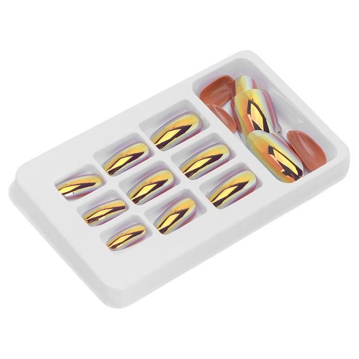 24 Faux Ongles Couverture Complète Forme Cercueil Mat – Court, ABS, Naturel, Pour Nail Art