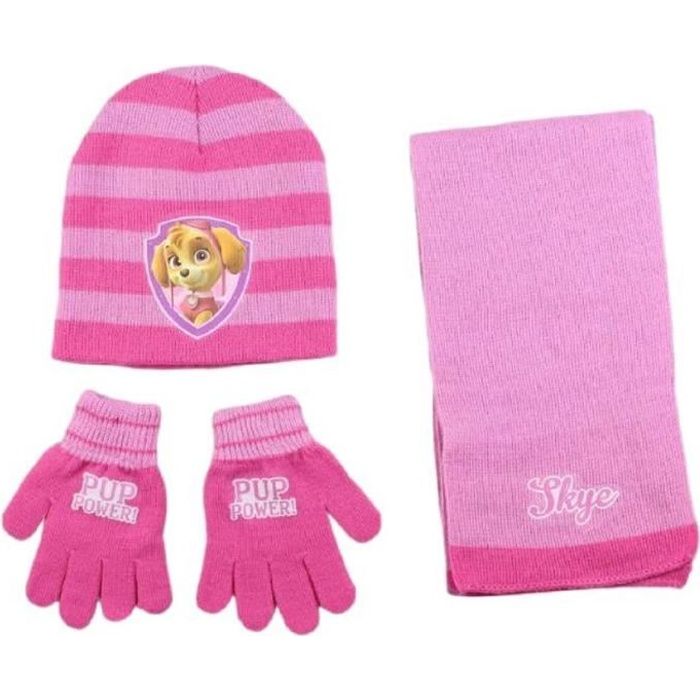 Ensemble de Bonnet Gants Echarpe Paw Patrol Farbe Fuchsia