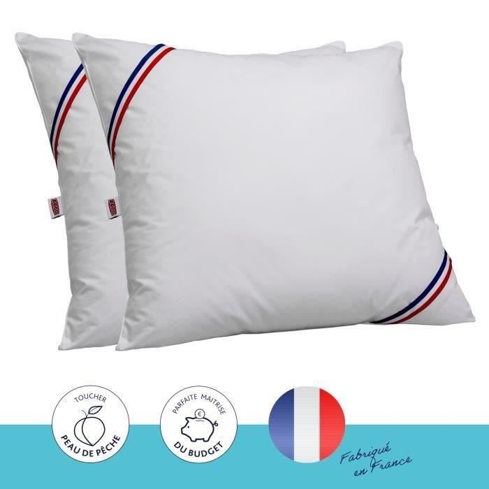 DODO Lot de 2 oreillers Tendance - 60 x 60 cm - Garnissage 100% Polyester fibre creuse siliconée - B