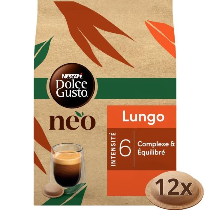LOT DE 4 - DOLCE GUSTO - NEO Lungo Intensité 6 Café dosettes Compatibles Dolce Gusto NEO - boîte de 12 dosettes