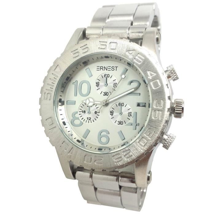 MONTRE FEMME ARGENT AGENTE BLANC ACIER BIJOUX ICE ERNEST IDEE CADEAU MODE ICE