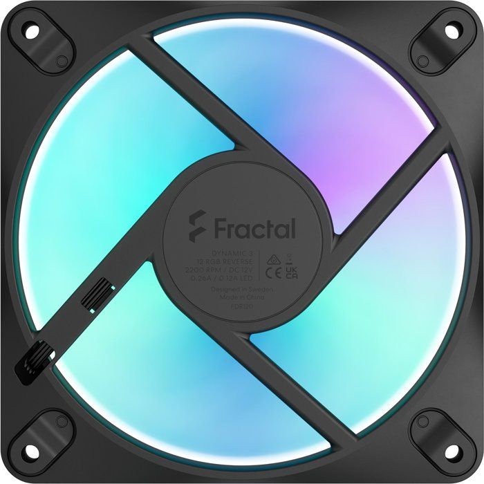 Fractal Refrigeration Air 120mm Dynamic 3 Reverse PWM RGB Noir - vue 2