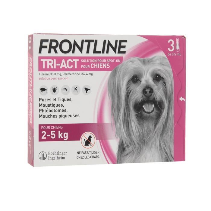 frontline 3 pipettes tri-act - pour chien de 2 à 5 kg